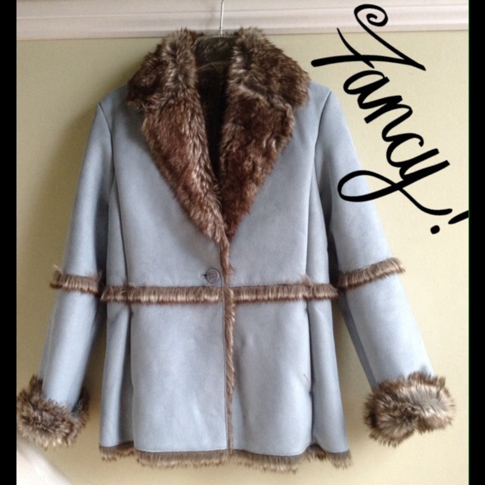 Stunning suede-like baby blue  jacket